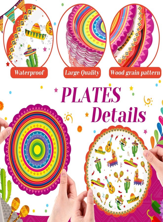 FoldTier مجموعة من 100 طبق ورقي من FoldTier مقاس 9 بوصات، أطباق عشاء مكسيكية، أدوات مائدة للاستخدام مرة واحدة ليوم الموتى، لوازم تزيين حفلات أعياد الميلاد، حفلات التاكو، وحفلات يوم الثلاثاء المكسيكي (طازجة) - Image 2